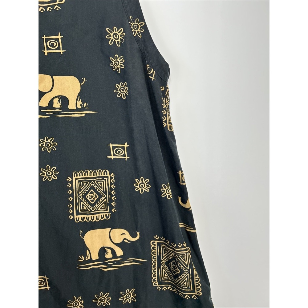 Vintage Ty Wear Safari Maxi Dress Size 16 African Elephant Lyocell Travel Vacay - Picture 12 of 14